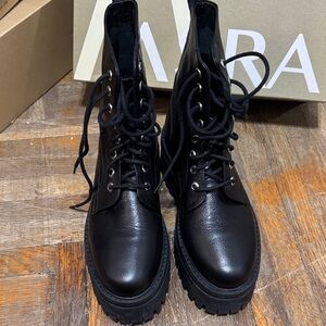 ASOS Arsa Cedar Platform Leather Lace-Up Boots